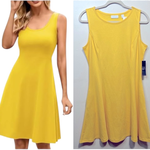 New York & Company Dresses & Skirts - New York & Company Vibrant Yellow 100% Cotton Dress - Size LP